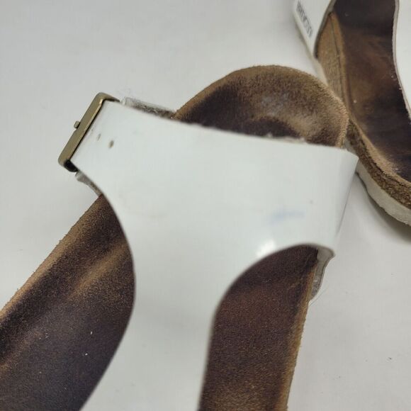 Birkenstock Sandals Womens EU36 US5 Gizeh White Birko-Flor Patent Slides - Picture 11 of 12